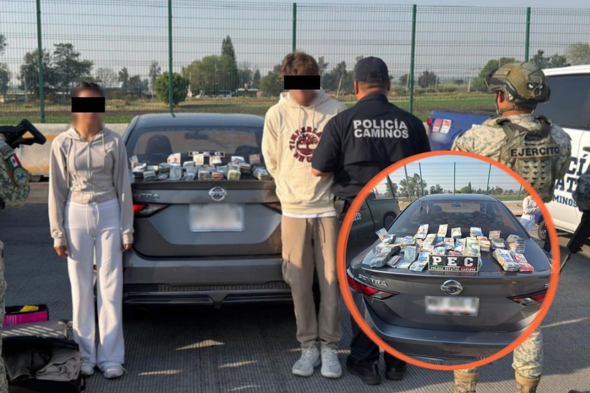 Viajaban en un auto modelo reciente con más de un millón de pesos ocultos en efectivo y la policía los detuvo en una carretera de Guanajuato al no poder explicar el origen de la fortuna