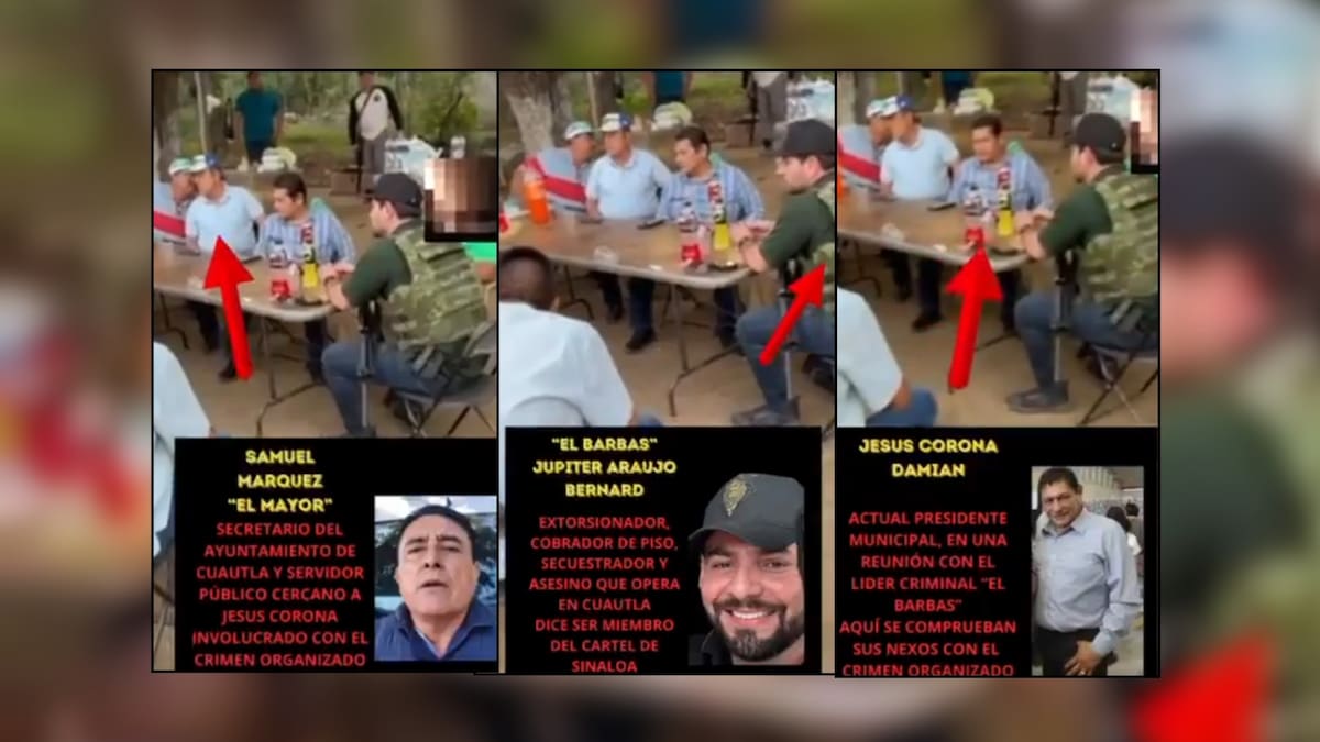 Alcaldes de Cuautla y Atlatlahucan fueron captados con "El Barbas", presunto líder del Cártel de Sinaloa. Foto: Especial (Capturas de video/X | editada en Canva)
