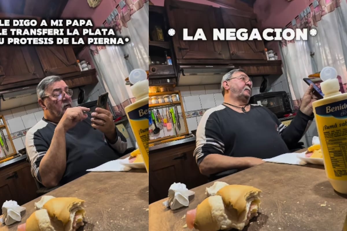 Joven le transfiere a su padre, delante de él, el dinero para su prótesis de pierna y su reacción es conmovedora