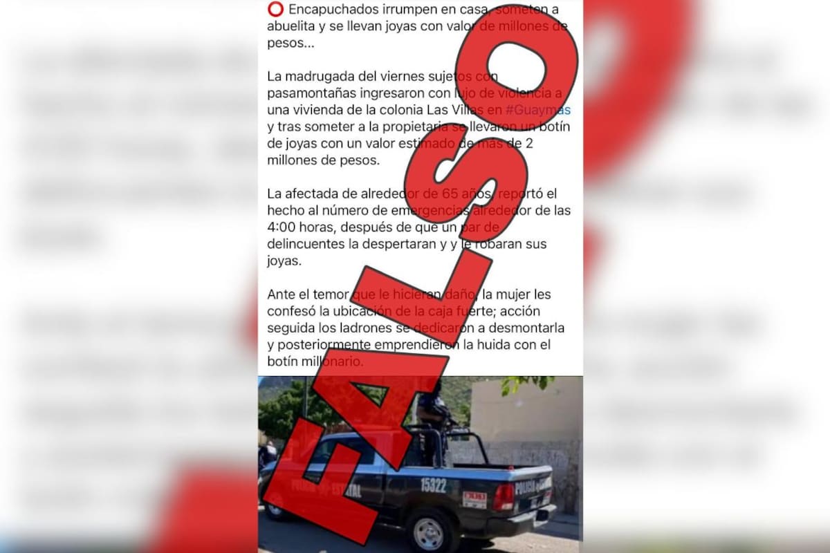 FGJES desmiente robo con violencia a adulto mayor en Guaymas y llama a no difundir noticias falsas