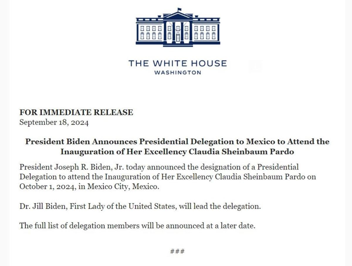 Comunicado oficial de la Casa Blanca