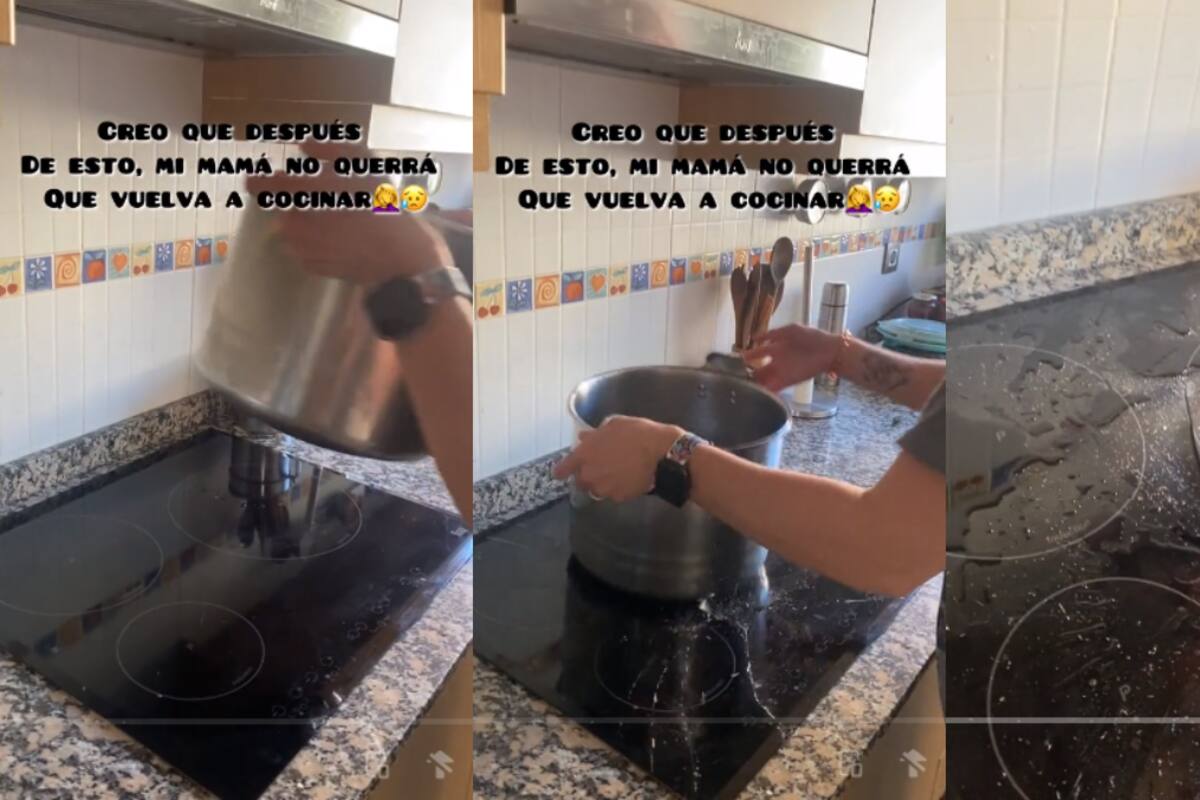 VIRAL: joven intenta ayudarle a cocinar a su mamá pero termina rompiendo la parilla