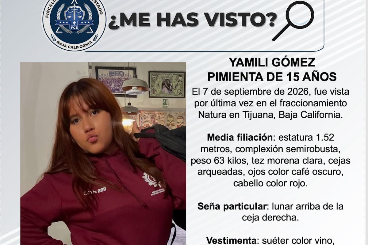 Se busca a Yamili Gómez Pimienta de 15 años