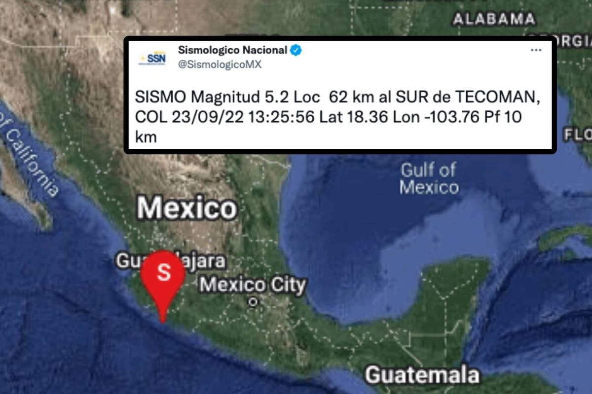 Se registra nuevo sismo de magnitud 5.2 con epicentro en Tecomán, Colima