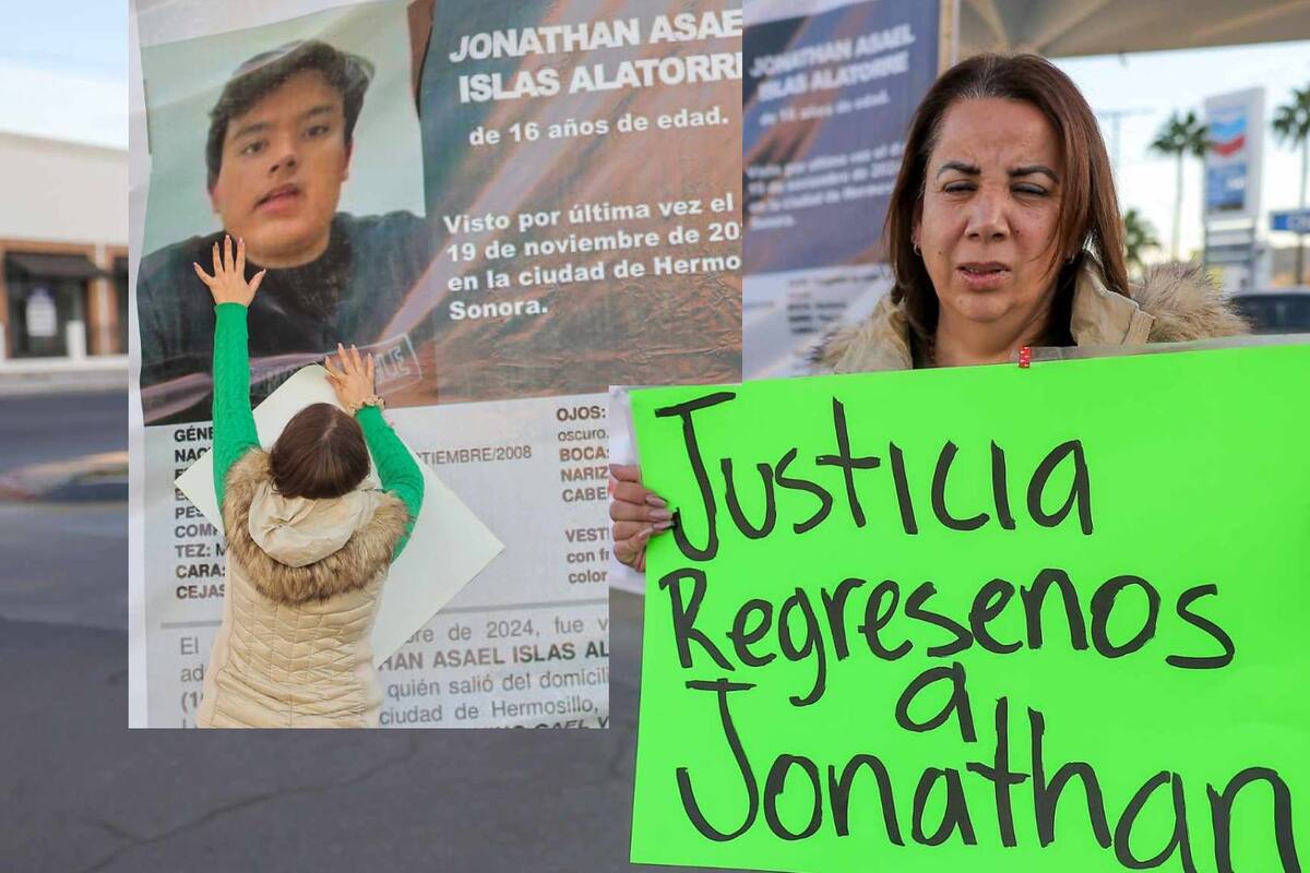 Mamá de Jonathan llora en marcha por su búsqueda; la consuelan con abrazos