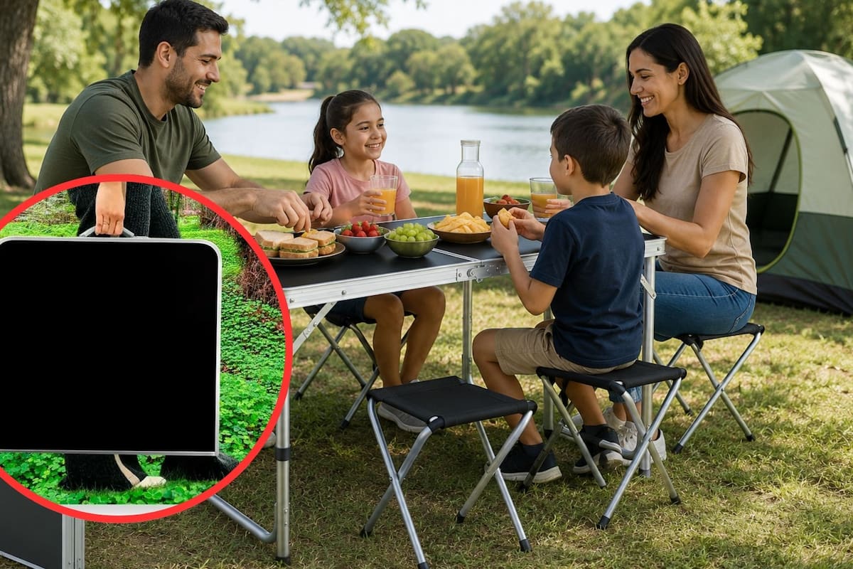 La mesa plegable Raganet baja a $599 MXN en Mercado Libre, una oferta con 50% de descuento que incluye cuatro sillas portátiles ideales para picnics familiares y vacaciones de verano
