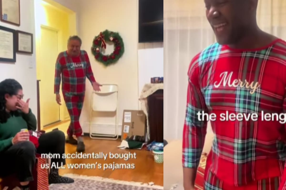 Mujer se equivoca y regala pijamas para mujer a toda su familia… incluso a los hombres