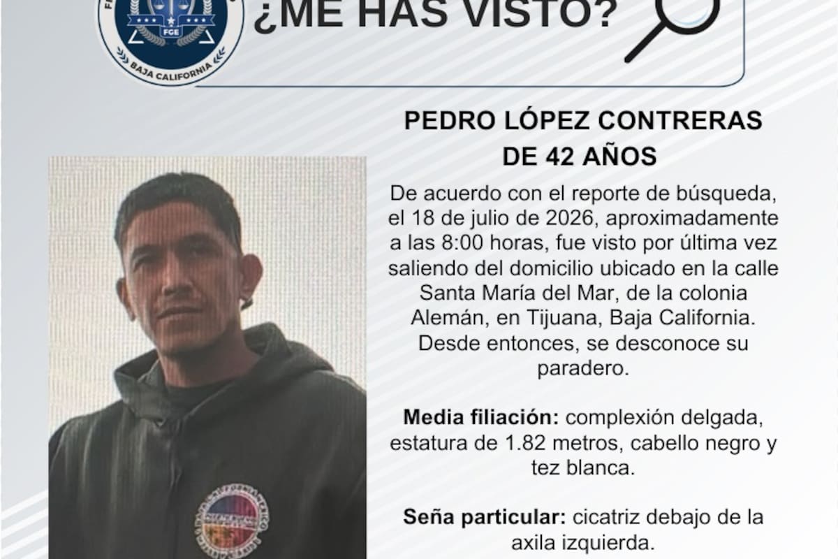 Se busca Pedro López Contreras de 42 años de edad