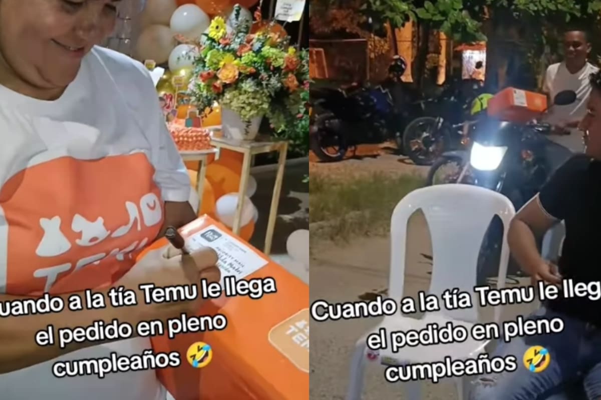 Viral: mujer celebra su cumpleaños con temática de Temu y recibe un pedido en plena fiesta