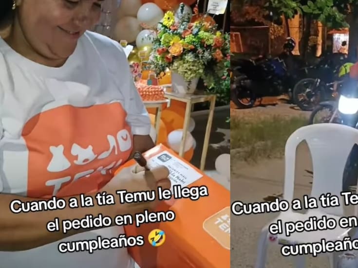 Viral: mujer celebra su cumpleaños con temática de Temu y recibe un pedido en plena fiesta