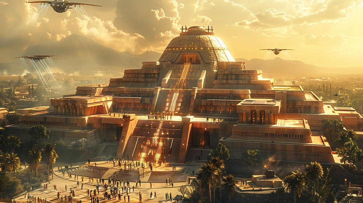 Pirámides del mañana: Una mirada a un imperio azteca hipotético con una proliferación de estructuras monumentales.
