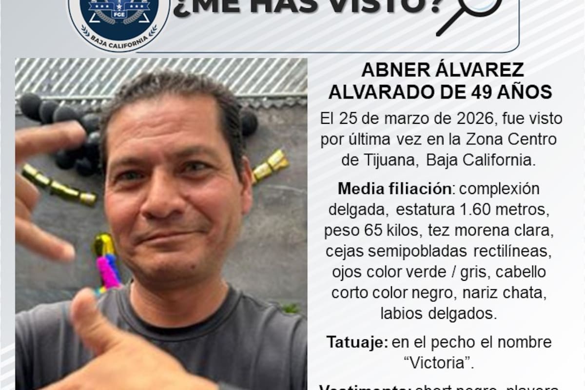 Se busca a Abner Álvarez Alvarado de 49 años de edad