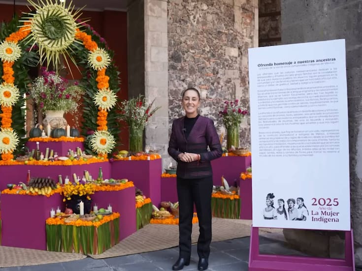 Claudia Sheinbaum muestra su altar de Muertos en Palacio Nacional dedicado a las mujeres indígenas