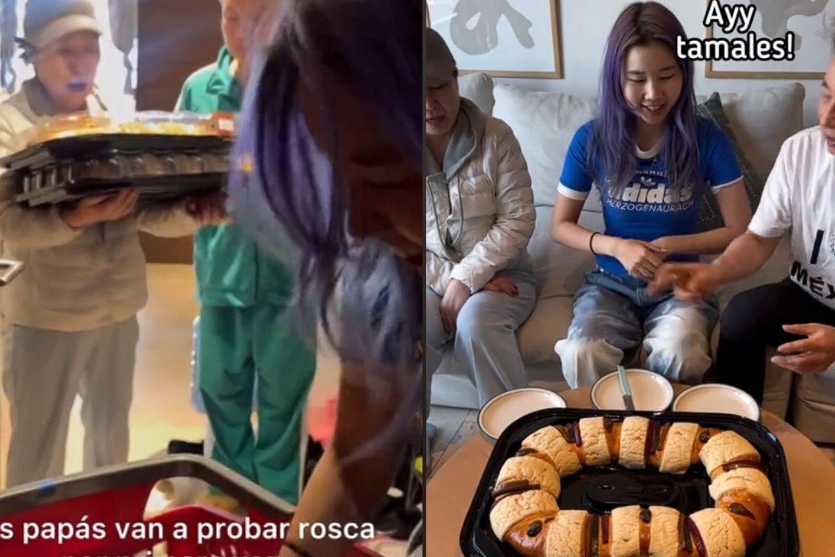 Padres coreanos prueban la rosca del Día de Reyes por primera vez