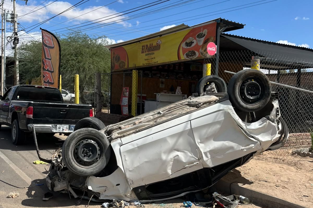 Muere joven tras chocar contra un poste y volcar en San Luis Río Colorado