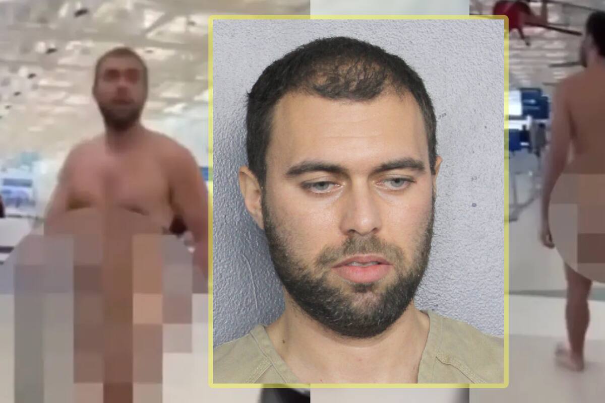 VIDEO: Hombre se “pavonea” completamente desnudo y ebrio en aeropuerto de Florida y trata de burlar la seguridad