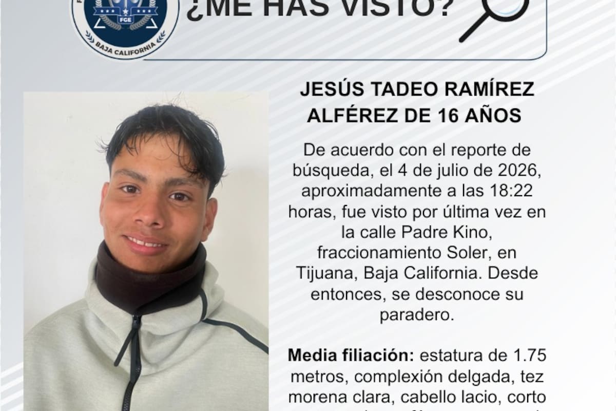 Se busca Jesús Tadeo Ramírez Alférez de 16 años de edad