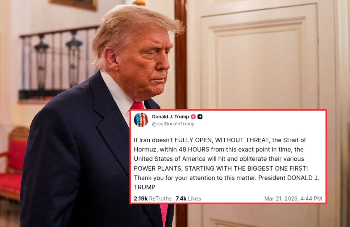 En su plataforma Truth Social, Donald Trump advirtió que Irán tiene 48 horas para abrir completamente el estrecho de Ormuz. | Crédito: REUTERS y captura