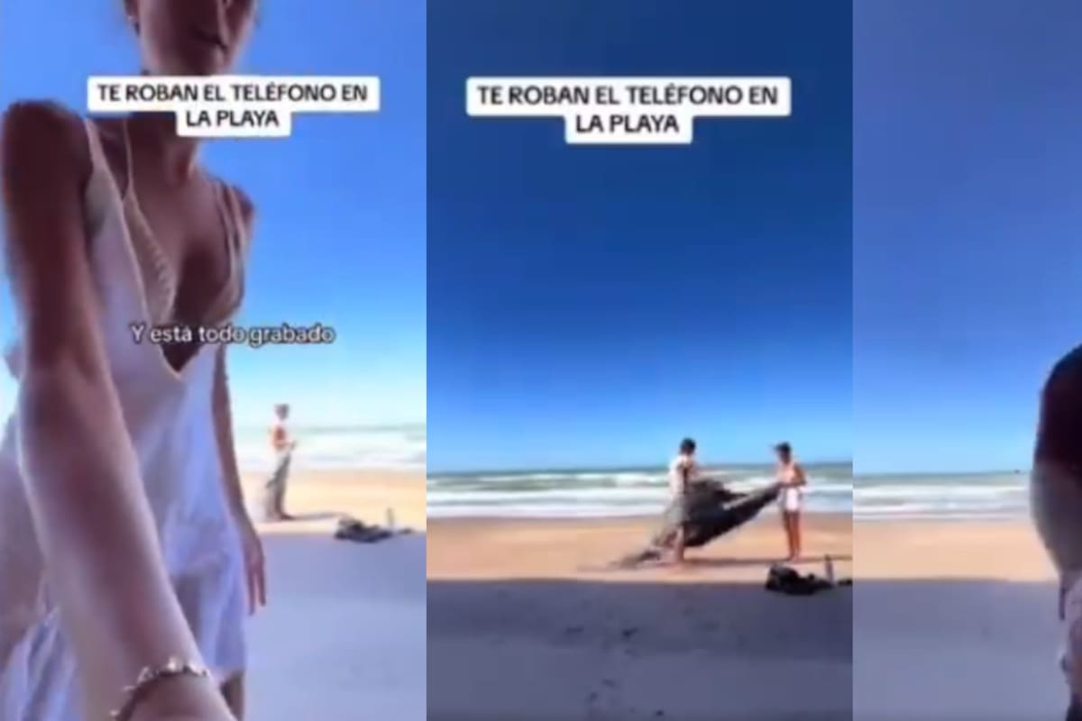 Por grabar un vídeo para TikTok, a esta mujer le roban el celular en la playa