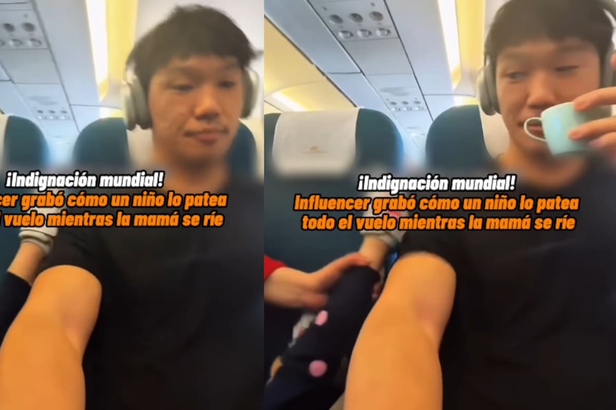 Influencer graba cómo tuvo que soportar en un vuelo a un niño golpeándolo y se vuelve viral