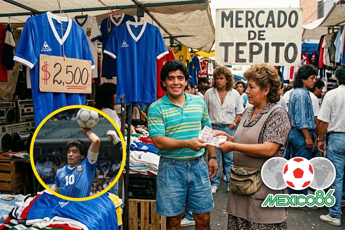 La historia de cómo Argentina se quedó sin camisetas en el Mundial México 86 y tuvo que usar jerseys piratas de Tepito ante Inglaterra, en un partido marcado por las Islas Malvinas donde Maradona anotó los dos goles más icónicos de su carrera: La Mano de Dios y El Gol del Siglo