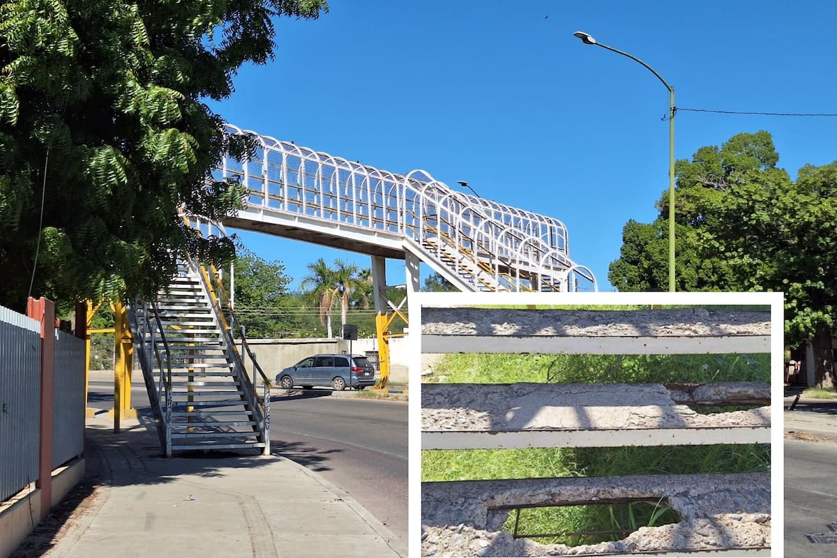 Falta mantenimiento en puente peatonal de El Ranchito en Hermosillo; vecinos alertan sobre riesgo