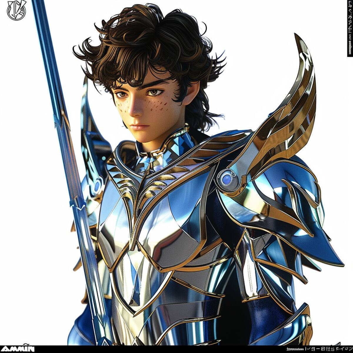 Descubre la representación visual de Argol de Perseo por la IA de Midjourney: un guerrero cauteloso y atractivo.