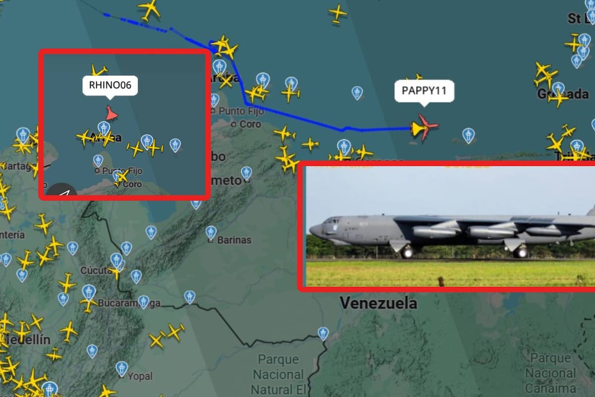 En Venezuela reportan que un bombadero estadounidense B-52 y varios F-18 ingresan a espacio aéreo venezolano y vuelan cerca de las costas