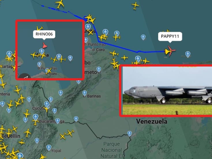 En Venezuela reportan que un bombadero estadounidense B-52 y varios F-18 ingresan a espacio aéreo venezolano y vuelan cerca de las costas