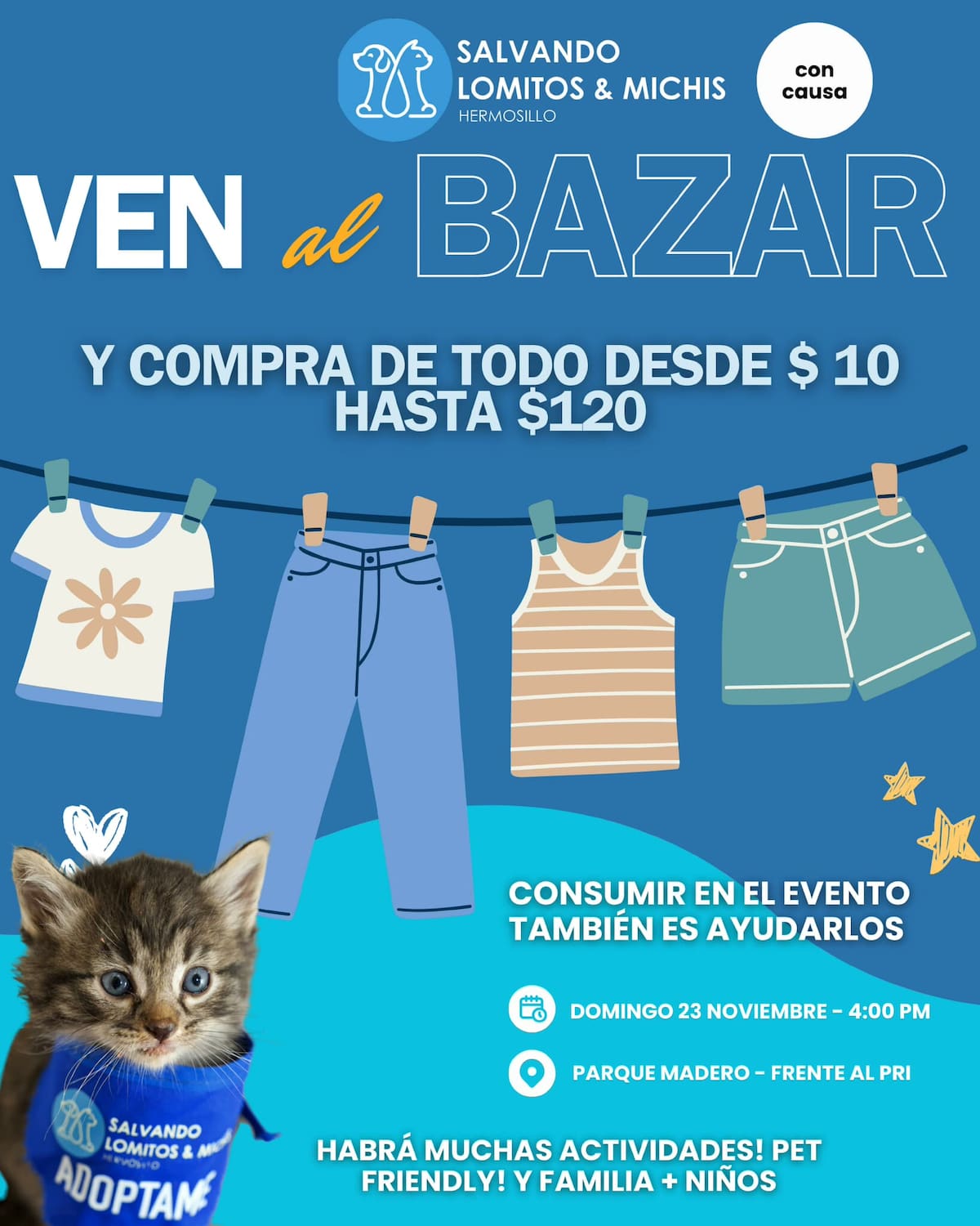 Salvando Lomitos y Michis invita a la ciudadanía a participar en su jornada especial este 23 de noviembre. Foto: Especial