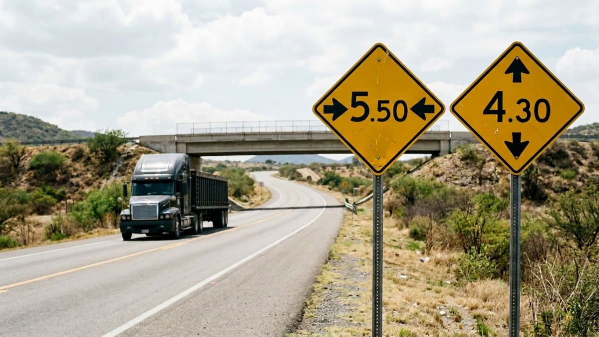 Qué significan las señales de tránsito con los números 5.50 y 4.30 dentro de un rombo amarillo y cuándo debes hacerles caso