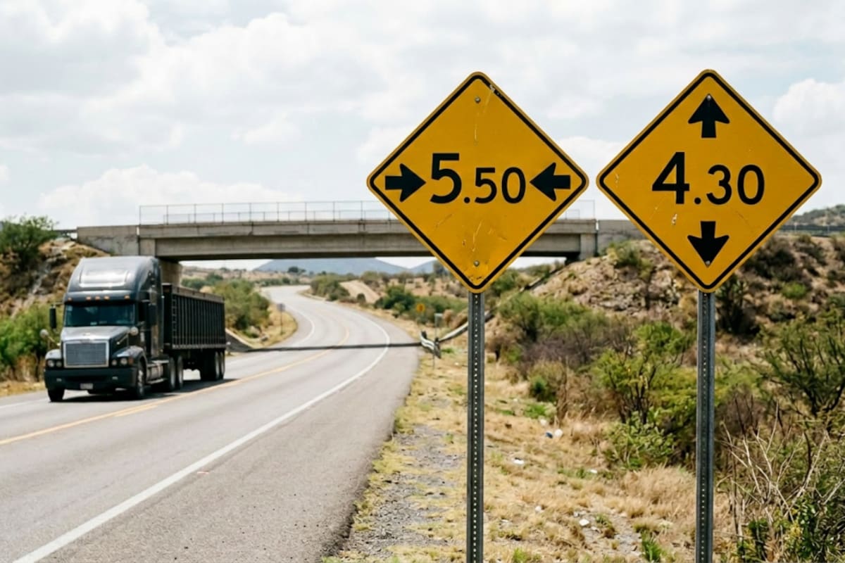 Qué significan las señales de tránsito con los números 5.50 y 4.30 dentro de un rombo amarillo y cuándo debes hacerles caso