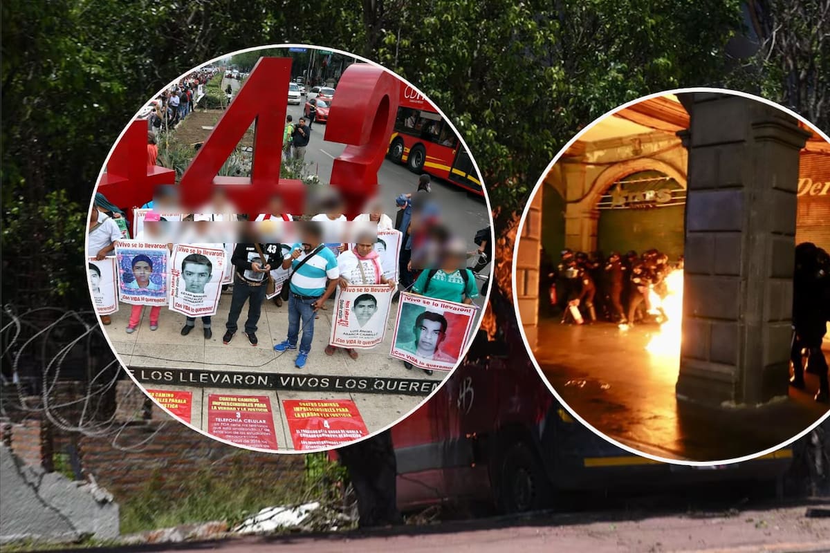 Petardos contra la policía, Palacio Municipal “amurallado”, así fue la marcha en protesta del caso Ayotzinapa a 11 años de la desparición de 43 normalistas