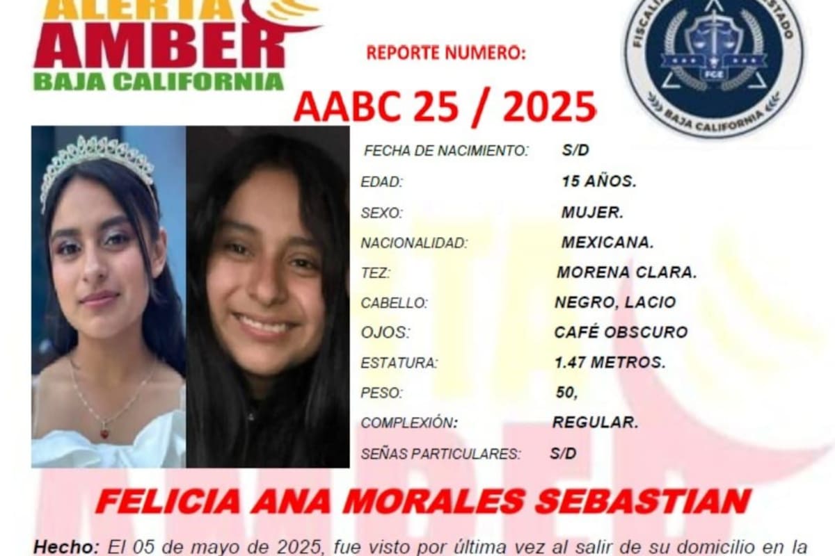 Activan Alerta Amber para localizar a Felicia Ana Morales Sebastián