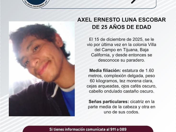 Se busca a Axel Ernesto Luna Escobar de 25 años