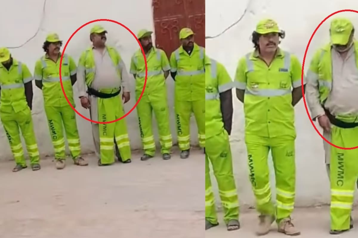 INCREÍBLE: Trabajador no cabe en su uniforme, pero encuentra una ingeniosa solución