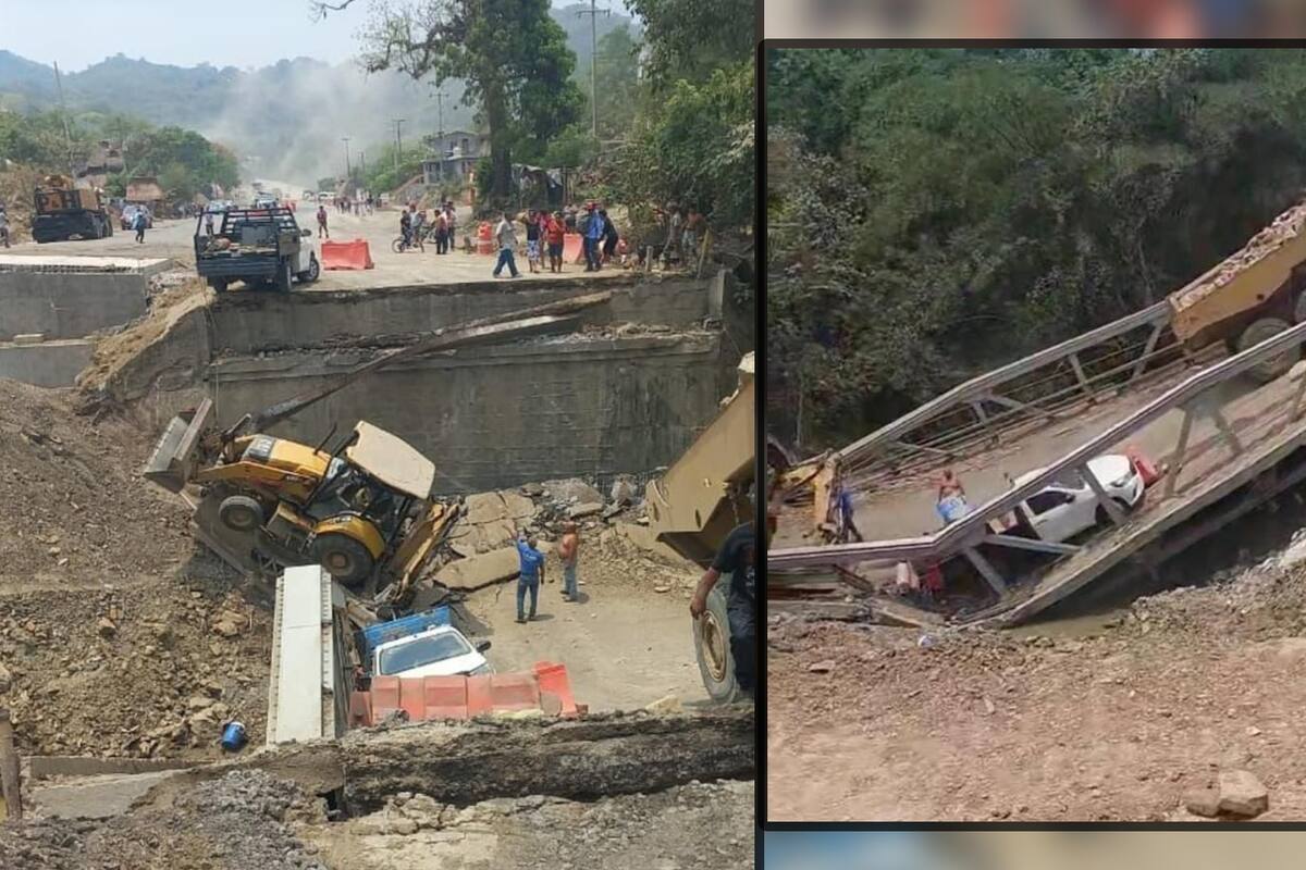 VIDEO: Colapsa puente vehicular en San Luis Potosí; al menos 3 heridos