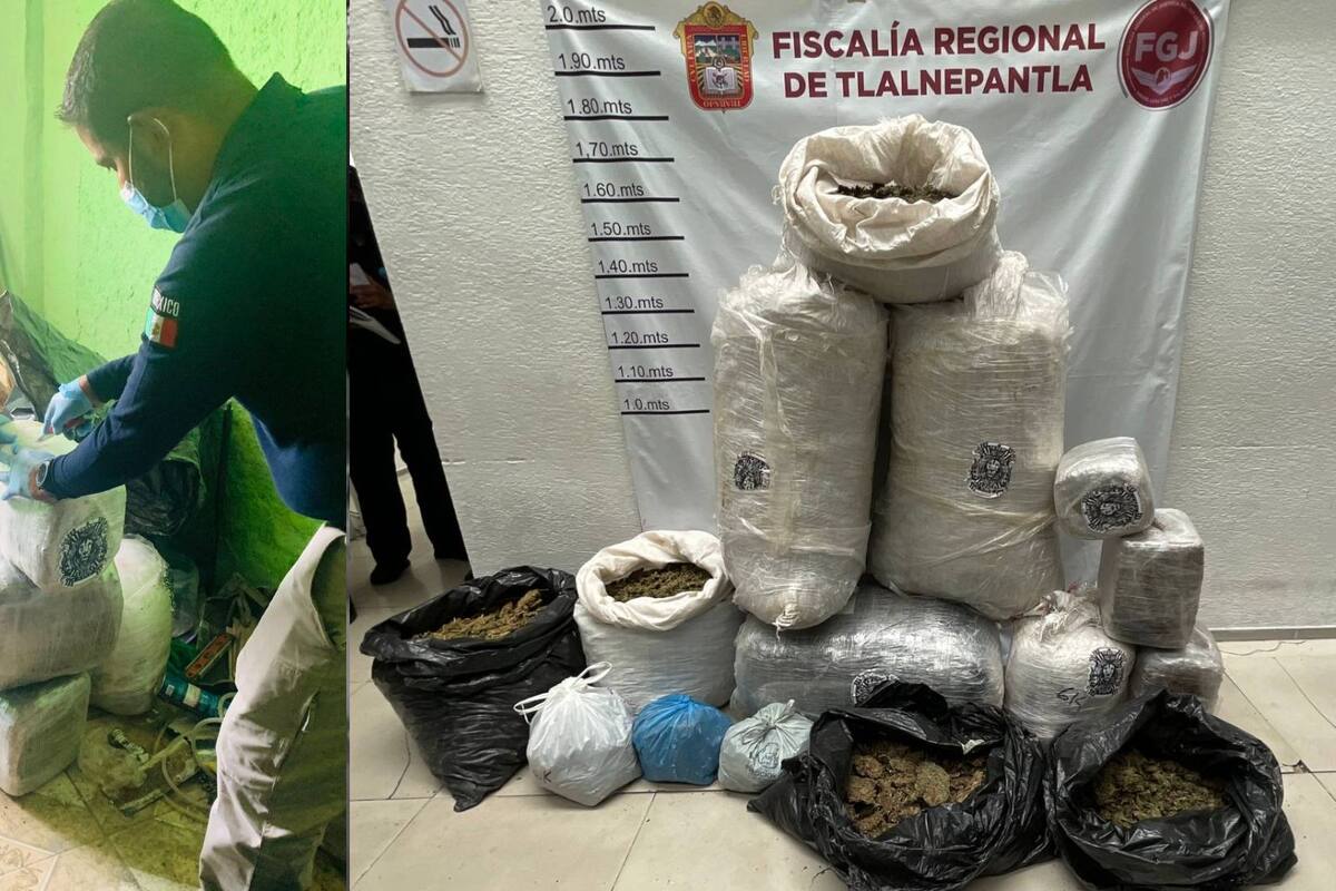 Edomex: Fiscalía asegura 130 kilos de marihuana tras un cateo en Tlalnepantla
