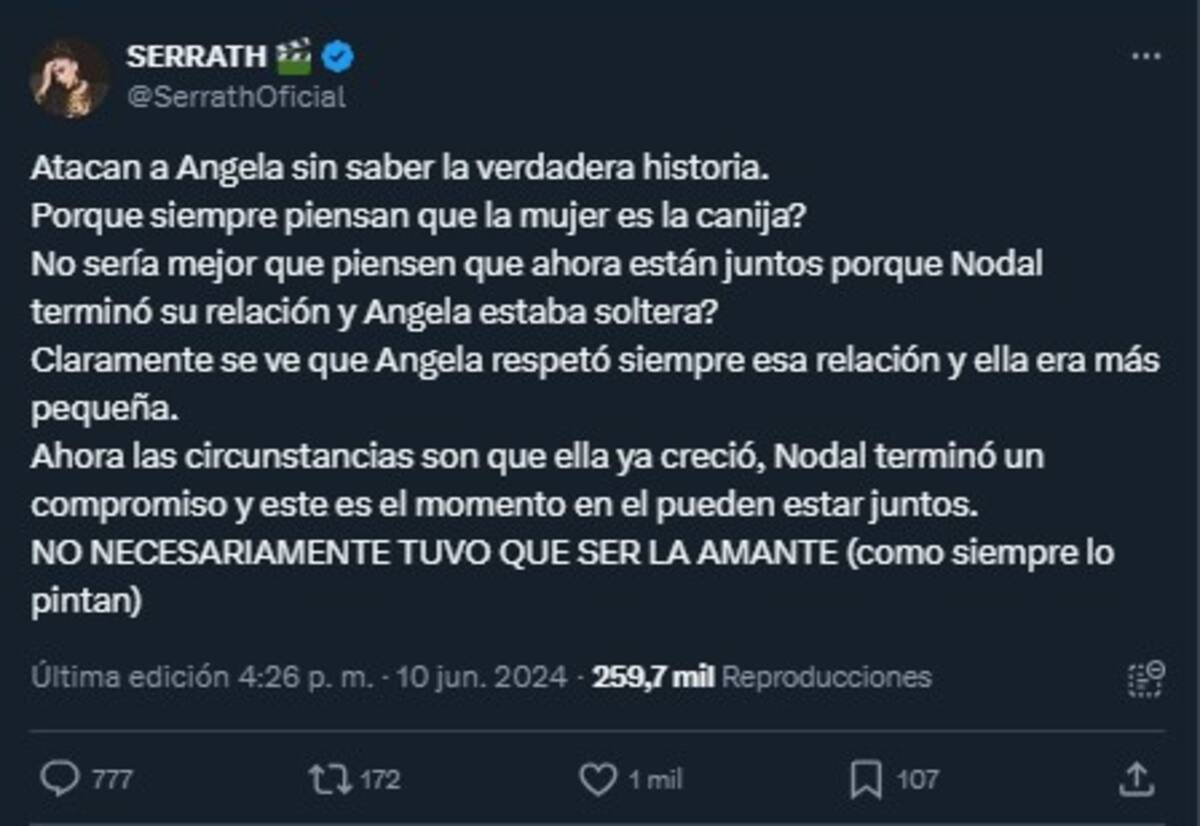 Serrath defiende a Ángela Aguilar