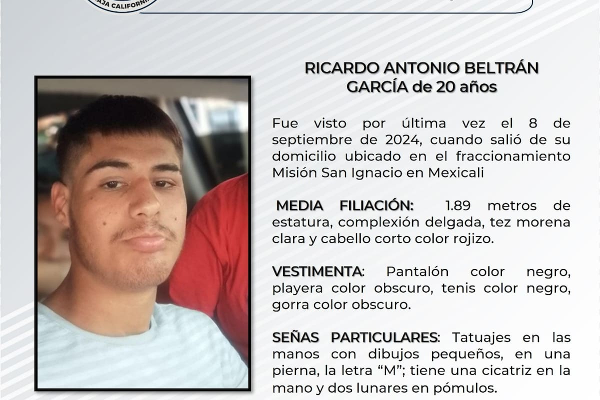 Se solicita ayuda para localizar a Ricardo Antonio Beltrán García