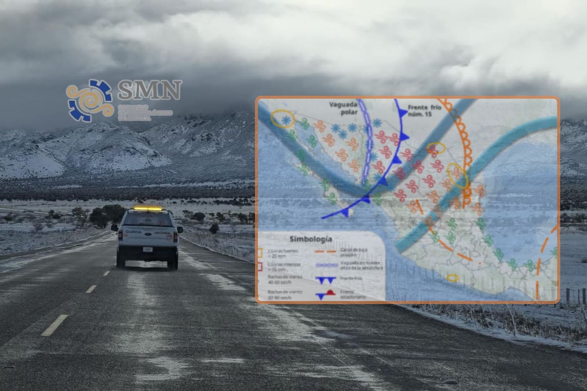 SMN alerta por más nevadas y fuertes lluvias en estas ciudades durante jueves y viernes; frente frío 15 “congelará” zonas del Noroeste