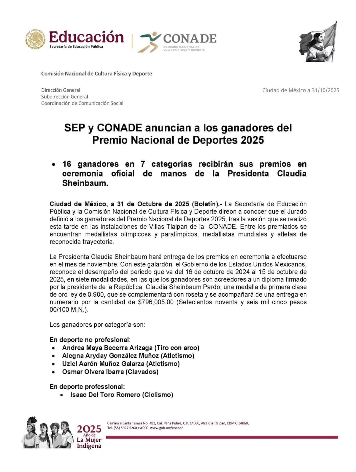 Reconocido en la categoría de deporte profesional. Foto: Cortesía