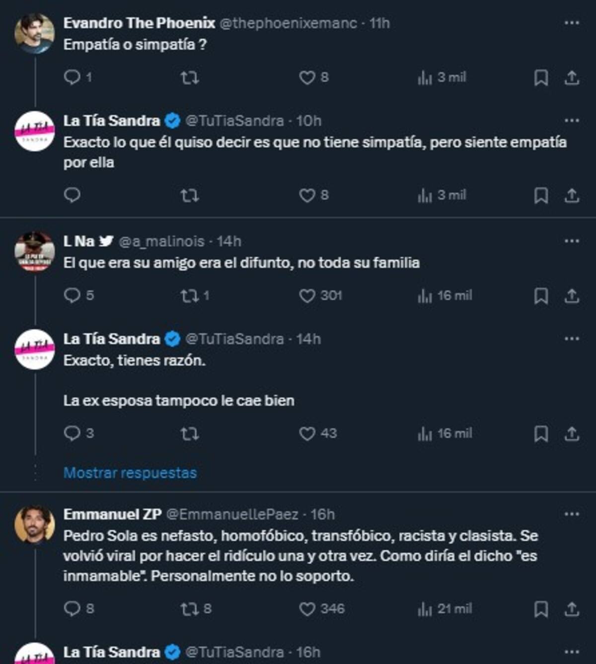 Critican a Pedrito Sola / Cuenta de X: @TuTiaSandra