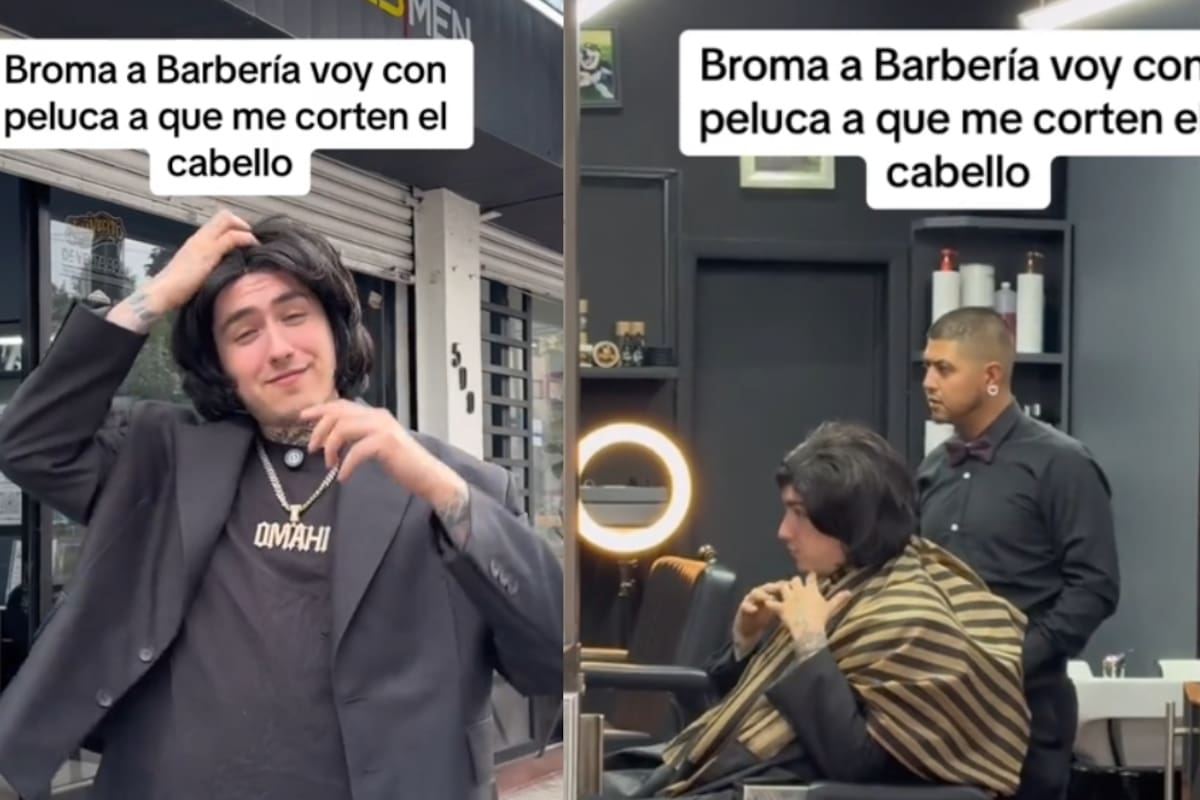 Joven entra con peluca a la barbería y pide un corte de pelo: mira cómo sale