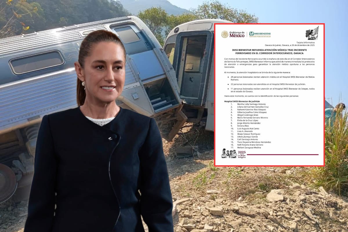 IMSS-Bienestar publica lista de heridos tras descarrilamiento del Tren Interoceánico en Oaxaca; 13 personas murieron