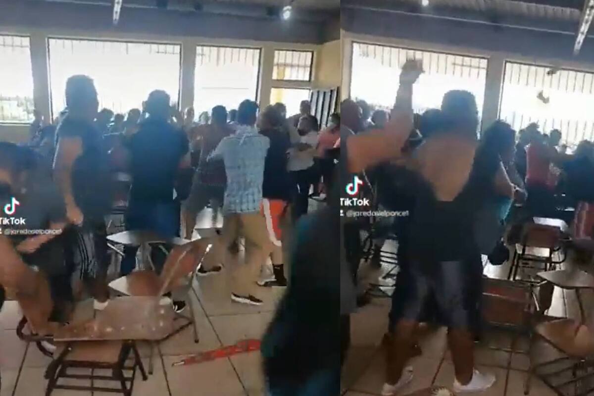 ¡Volaron las sillas! Junta de padres de familia se convierte en una intensa pelea campal (VIDEO)