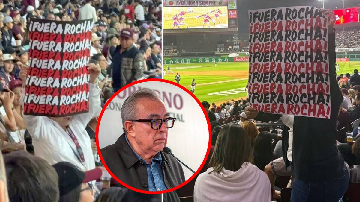 Miles de aficionados exigen la renuncia de Rocha Moya en pleno partido de beisbol. FOTO: Especial