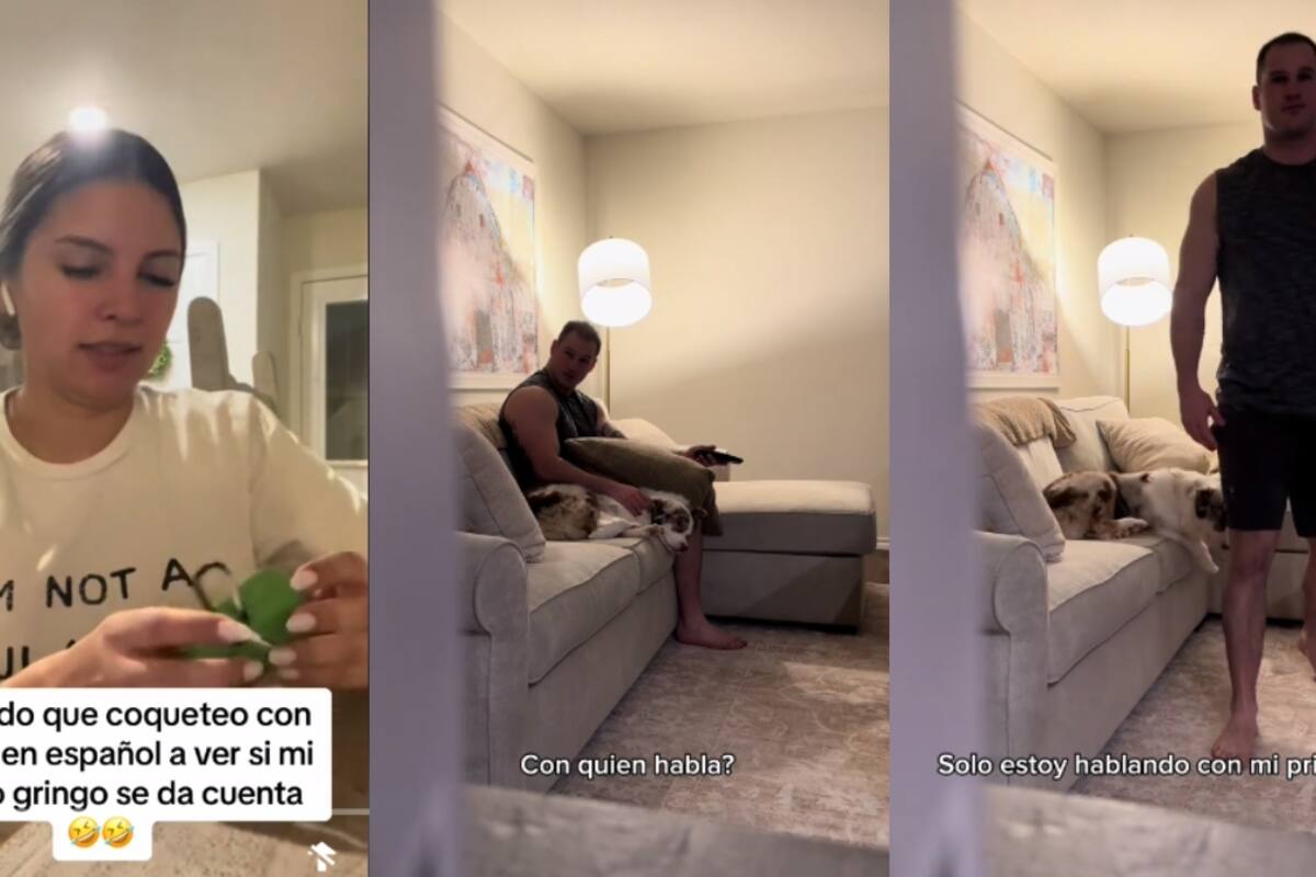 Mujer le hace una broma a su esposo estadounidense: finge estar coqueteando en español con otro hombre