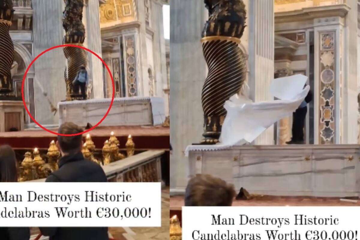 “Estaban valuados en 600 mil pesos”: Hombre destruye candelabros históricos en el Vaticano frente a todos