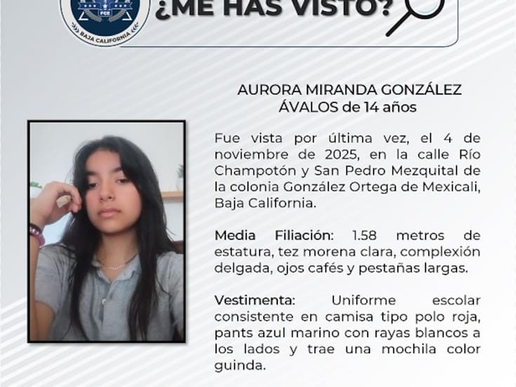 Solicitan ayuda para localizar a Aurora Miranda Ávalos González